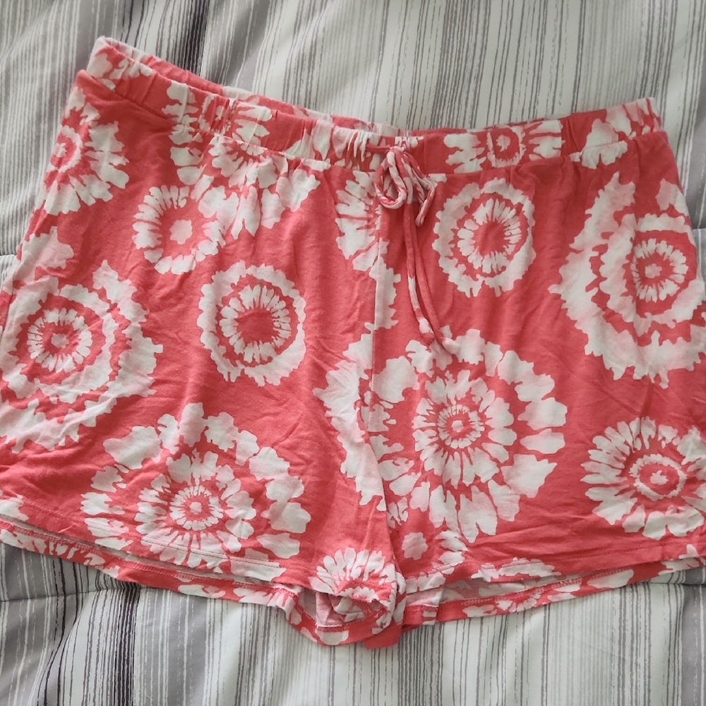 Cuddl Duds Pink and White Athletic Shorts